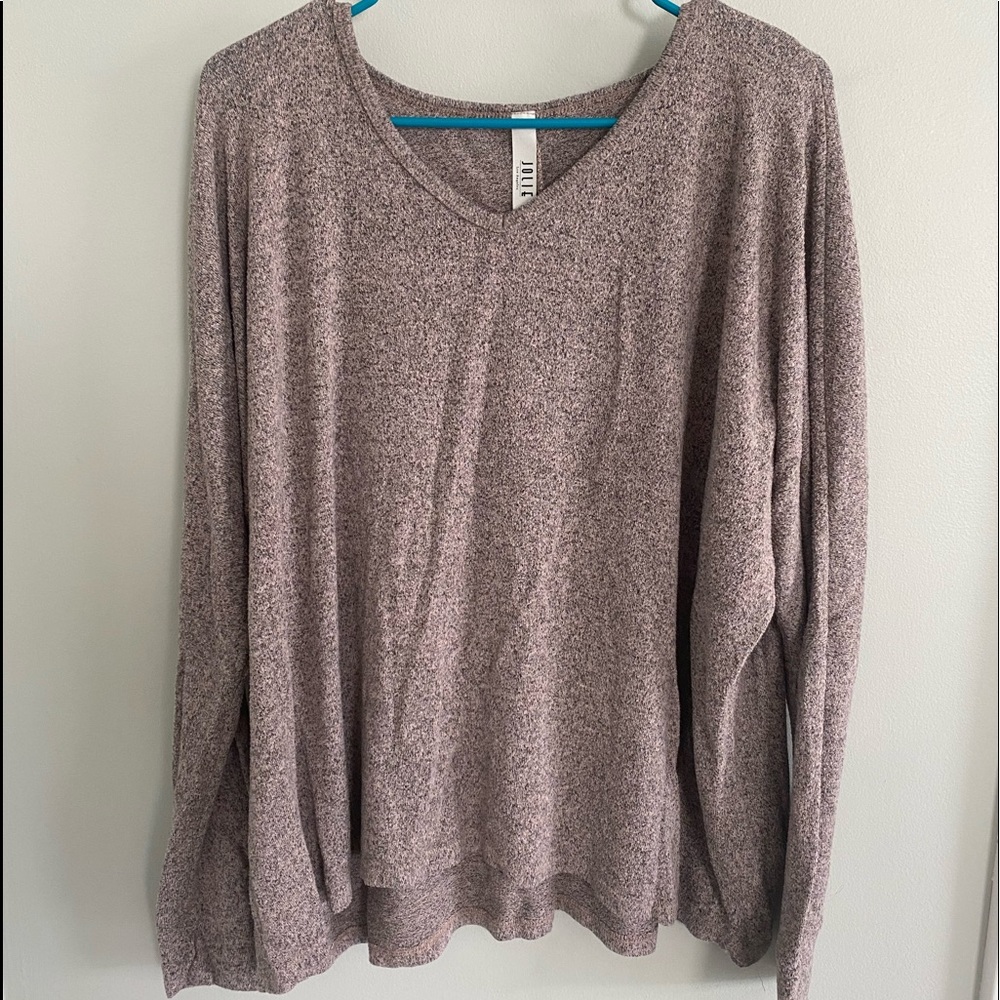 Marled Brushed V Knit Sweater